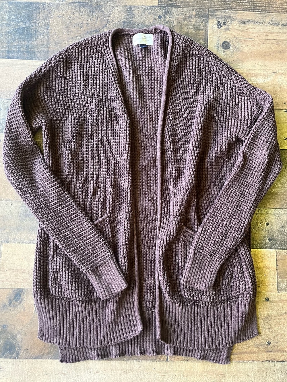 Women's Universal Thread Waffle Knit Open Cardigan Sweater | S